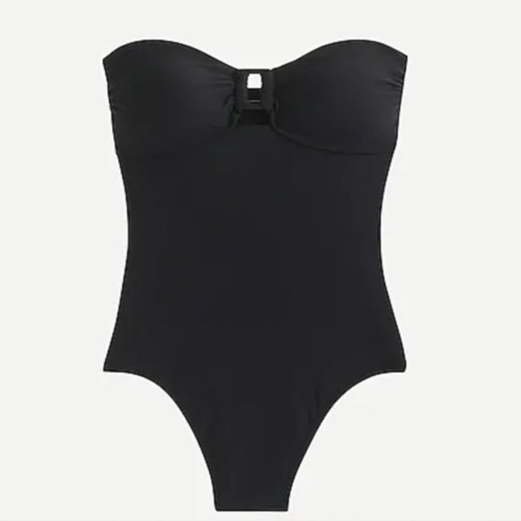 J. Crew Square-ring One-piece Swimsuit Black Size 2 NWT